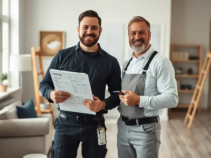 Professional painters discussing project plans