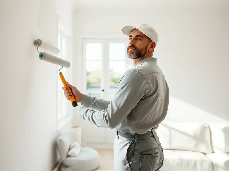 Professional painter applying fresh coat to interior wall